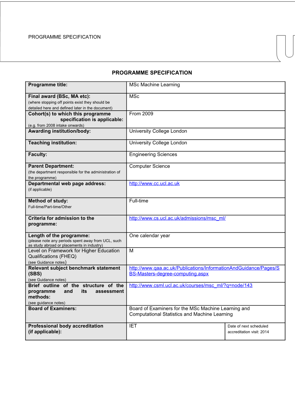 Msc Csml Progspec