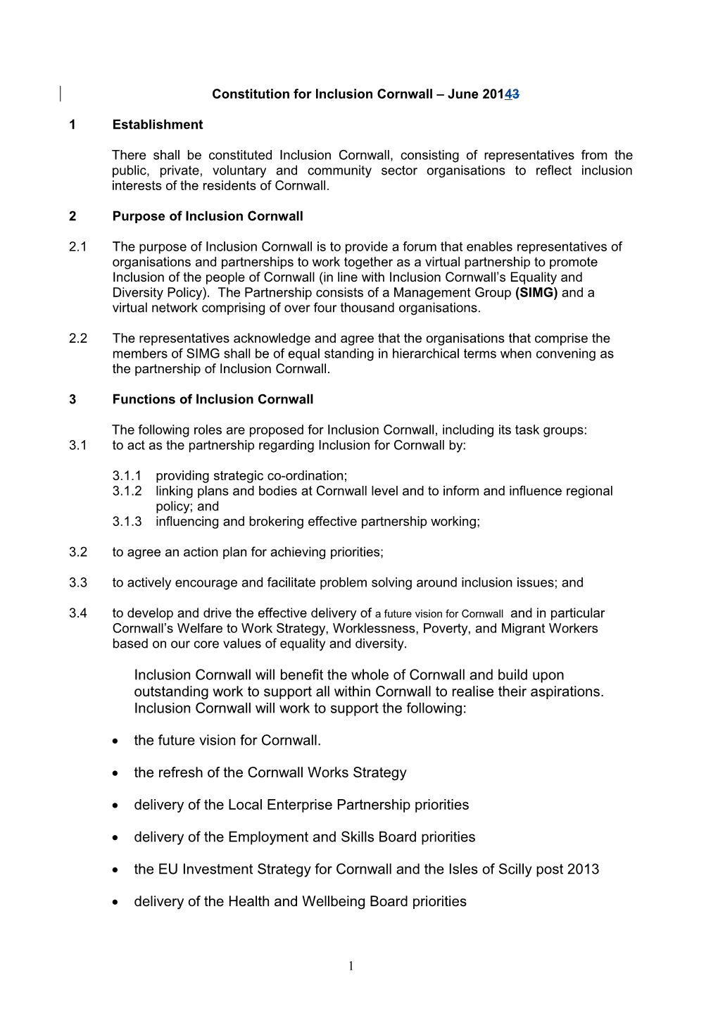 Proposed Constitution of the West Cornwall Local Strategic Partnership (LSP)