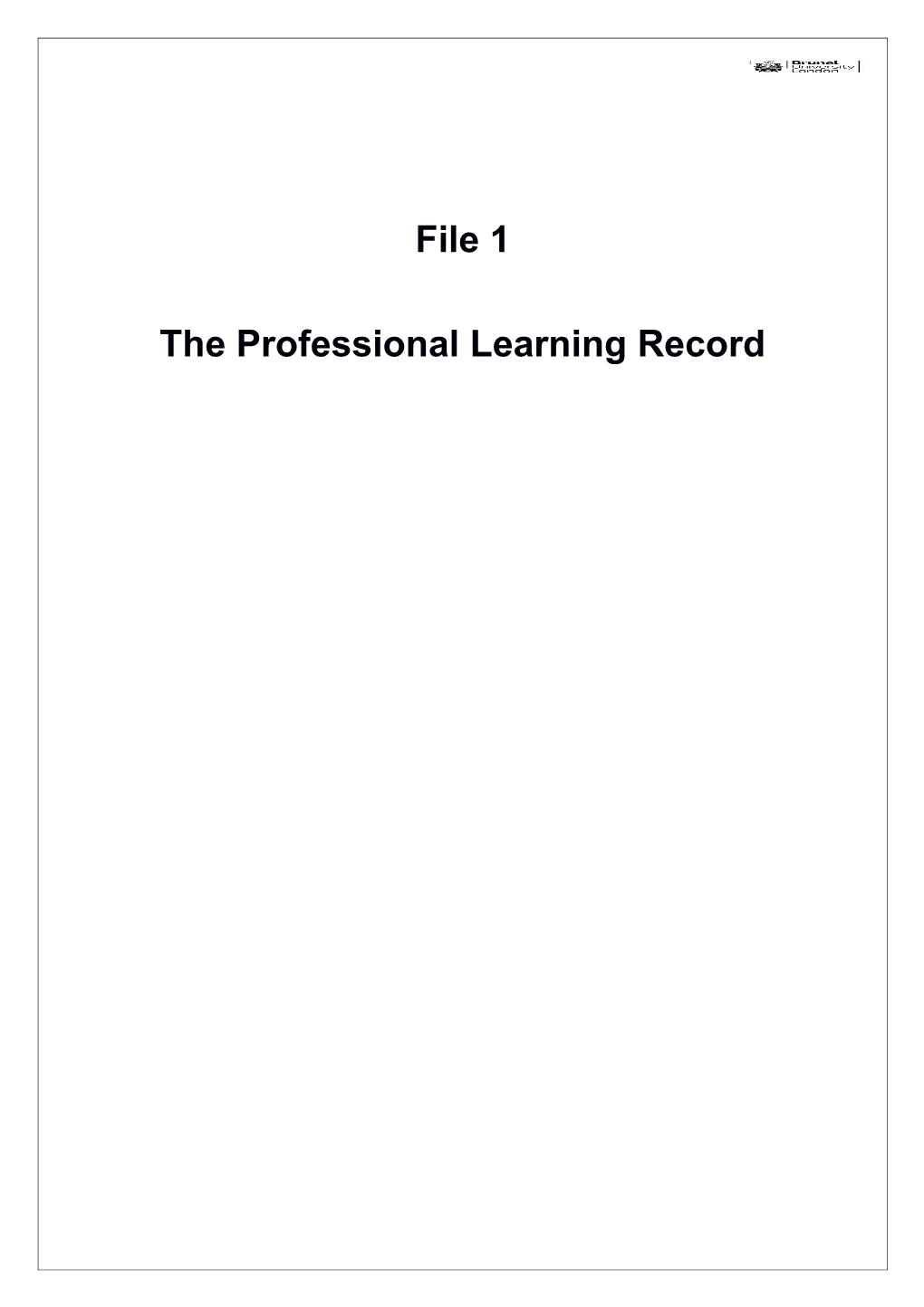 The Professional Learning Record