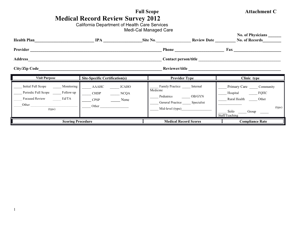 Medical Record Review Survey Tool