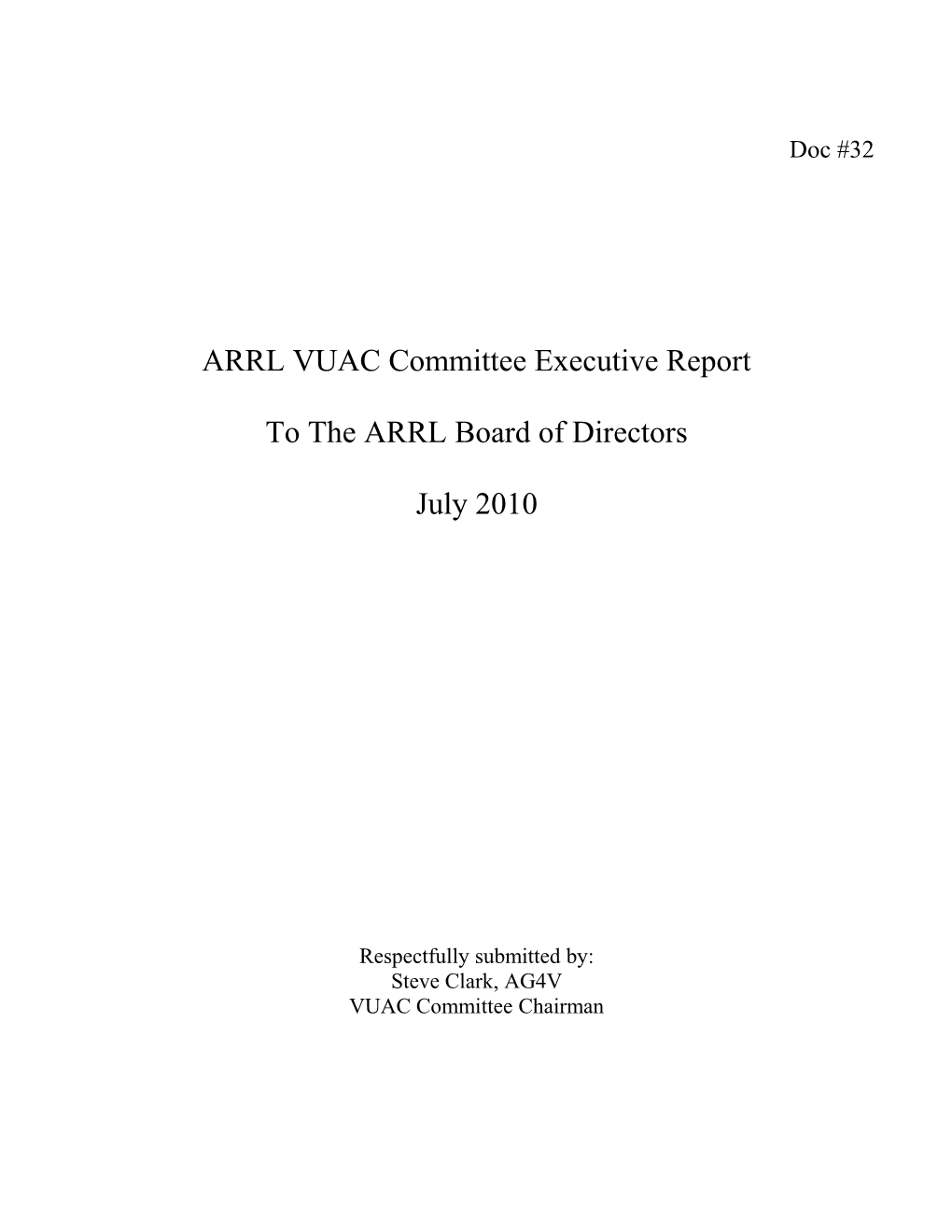 ARRL VUAC Committee Executive Report