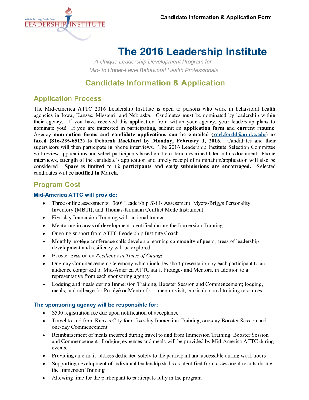 Leadership Fellowship Application Forms