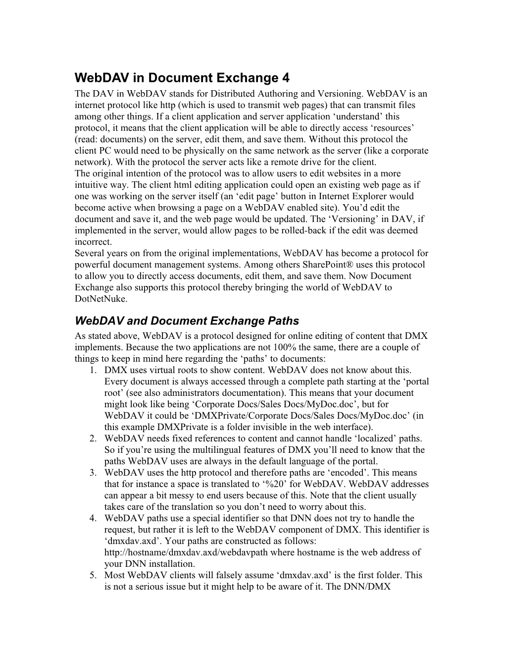 Webdav in Document Exchange 4