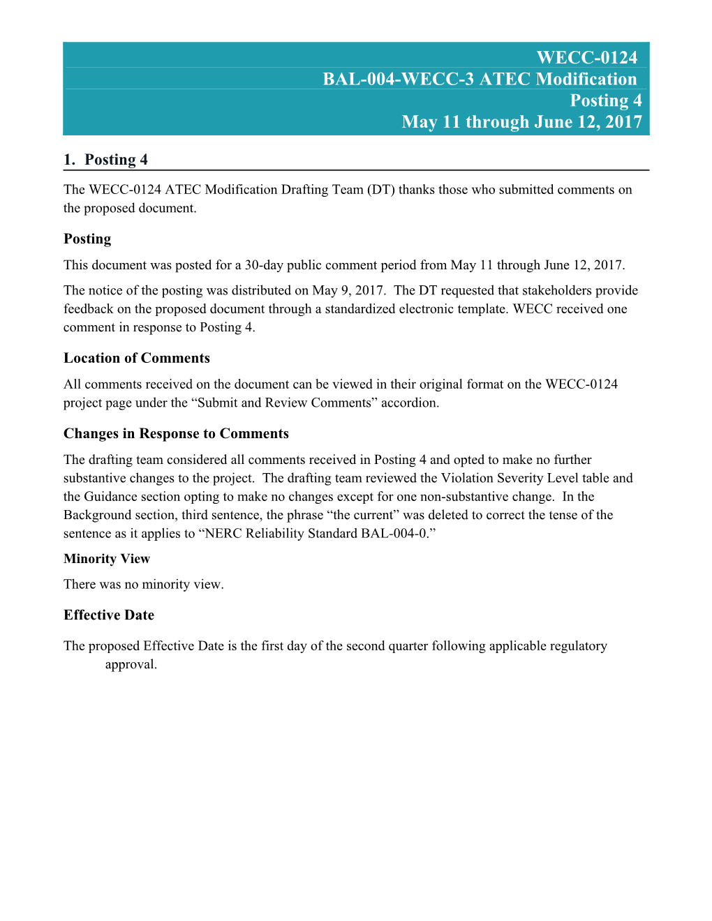 WECC-0124 Posting 4 BAL-004-WECC-3 ATEC Modification Response to Comments