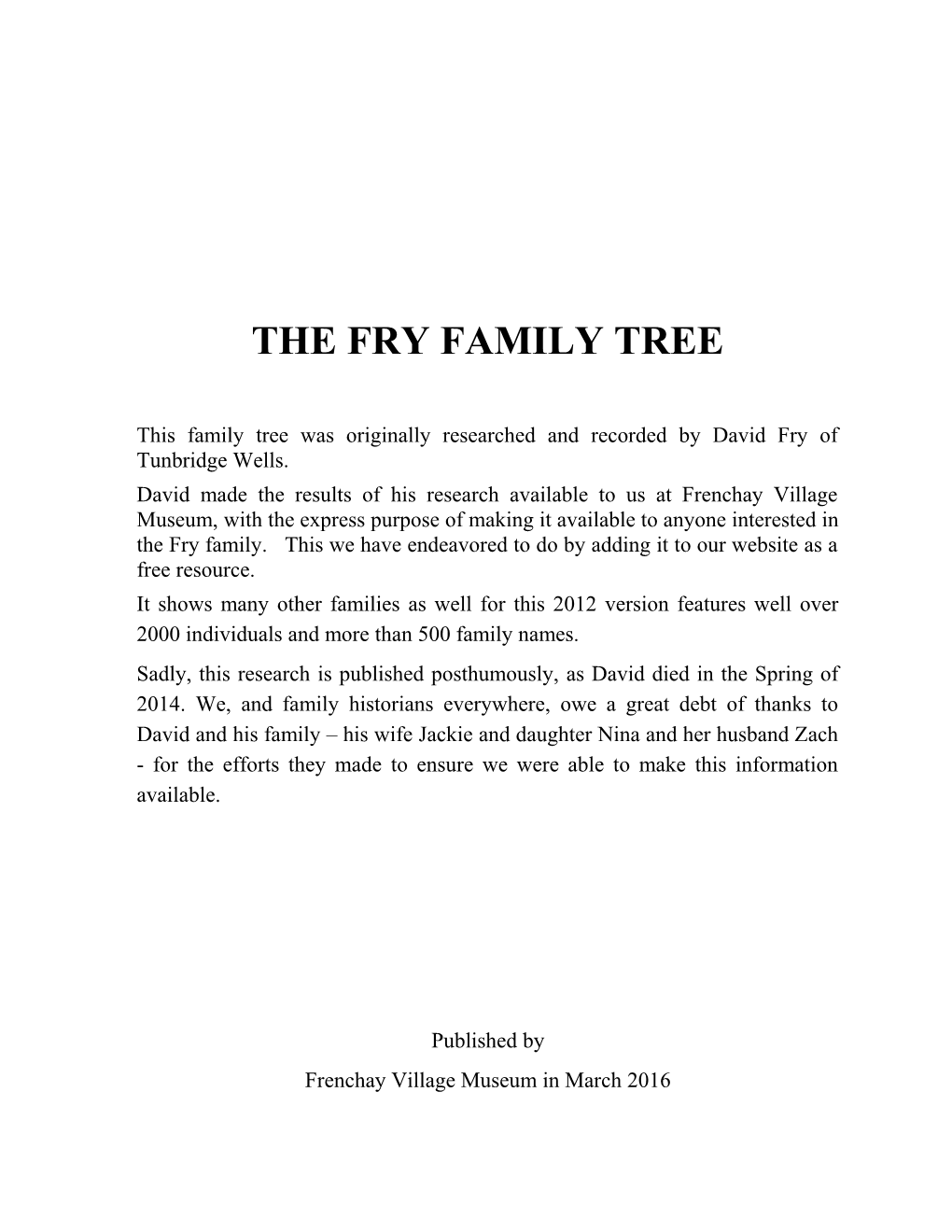The Fry Family Tree