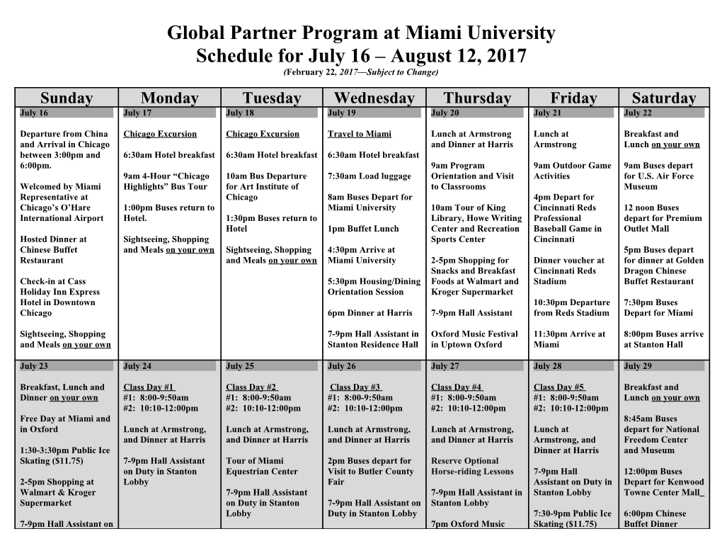 Globalpartner Program at Miami University