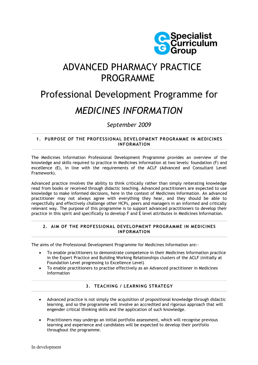 Advanced Pharmacy Practice Programme