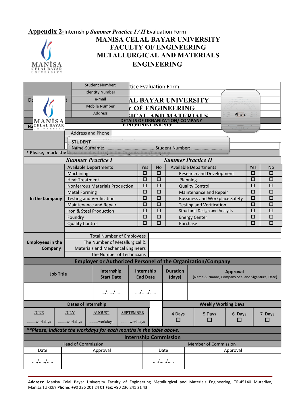 Appendix 2-Internship Summer Practice I / II Evaluation Form