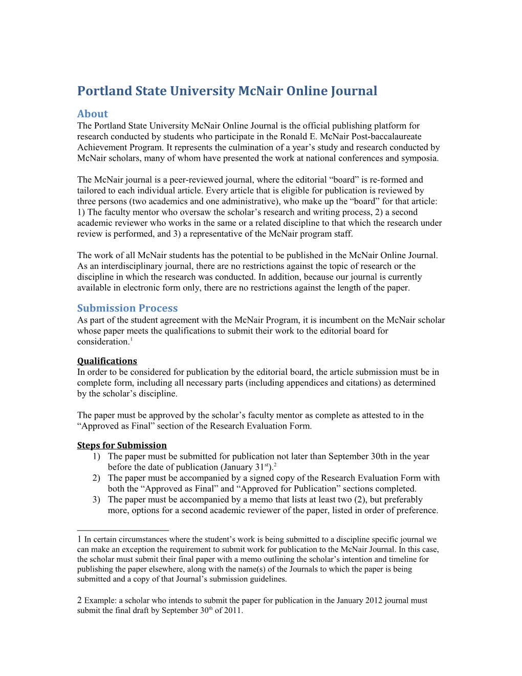 Portland State University Mcnair Online Journal