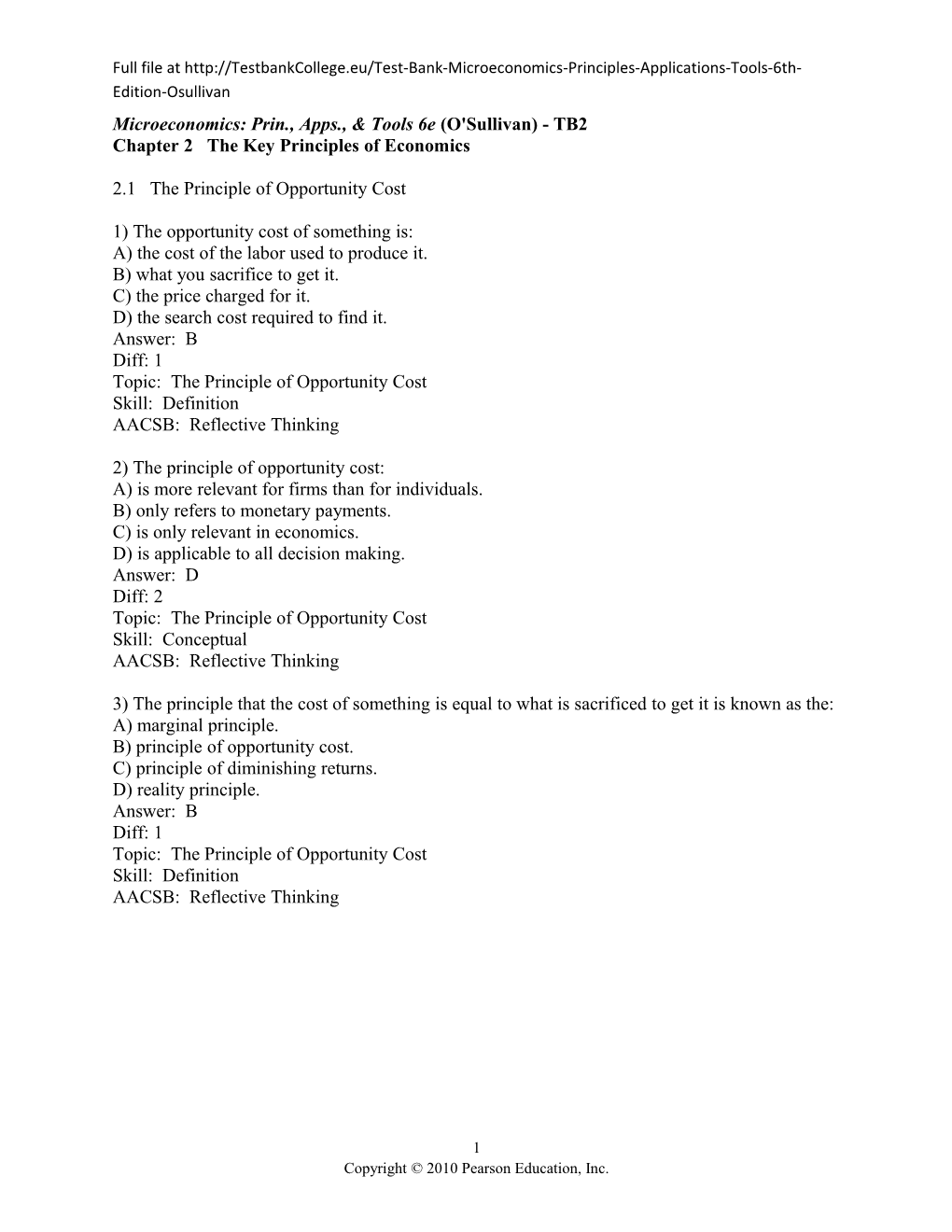 Microeconomics: Prin., Apps., & Tools 6E (O'sullivan) - TB2