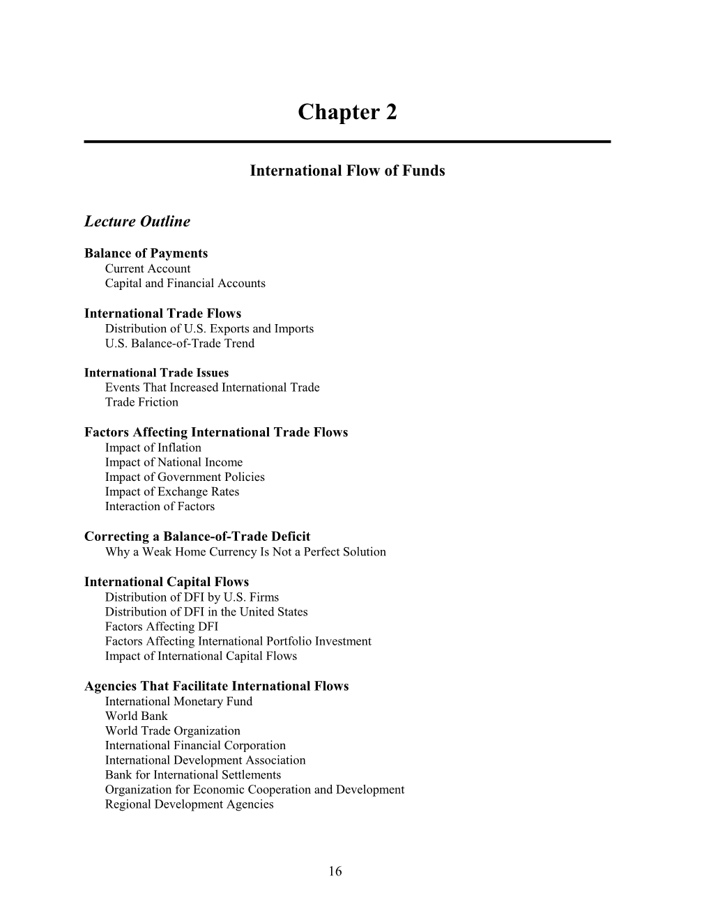 Chapter 2: International Flow of Funds 1