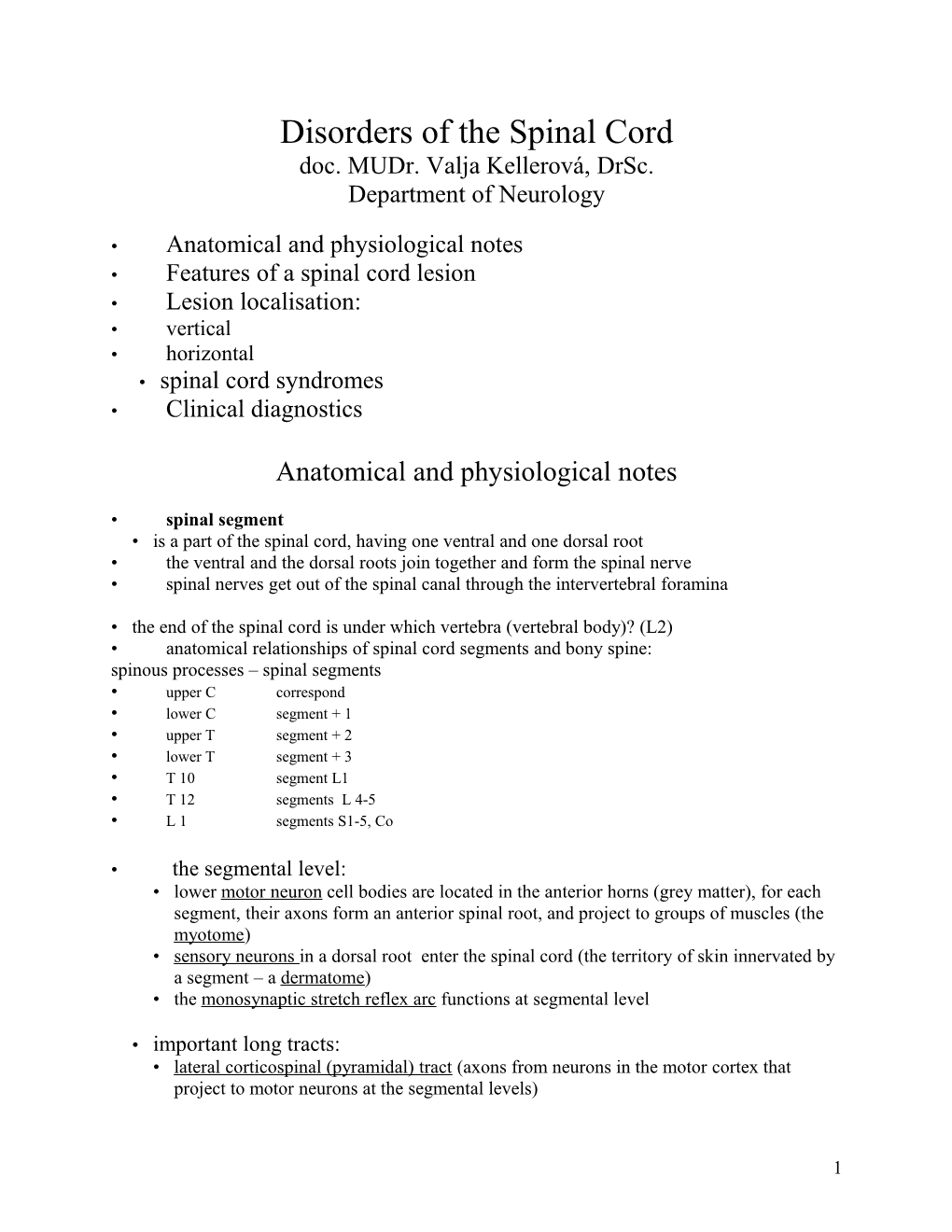 Disorders of the Spinal Cord