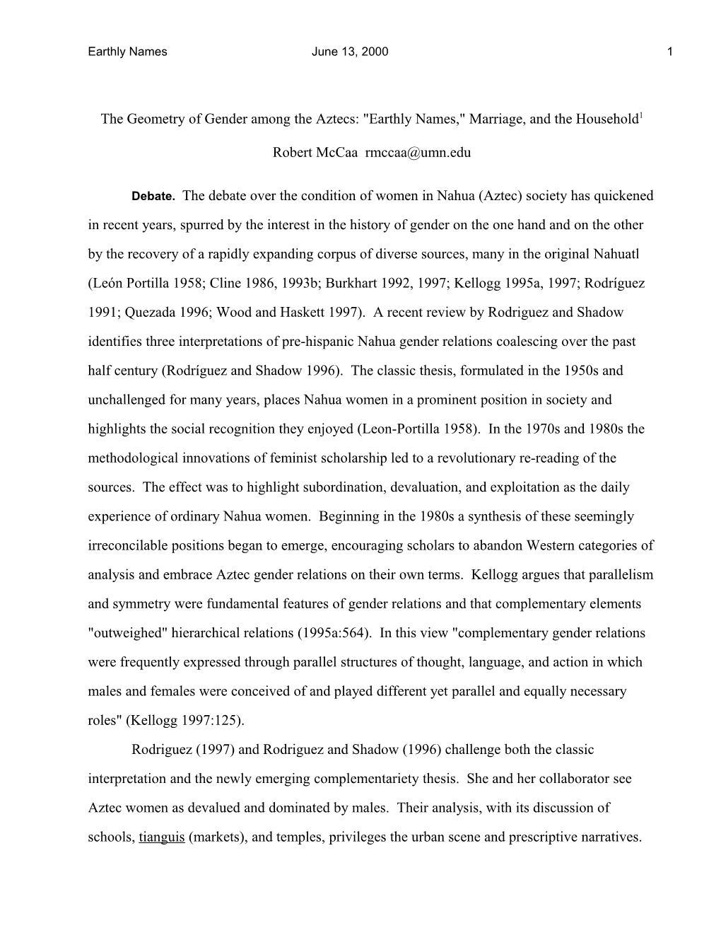 The Geometry of Gender in Early Mexico: Earthly Names, Marriage, and the Household