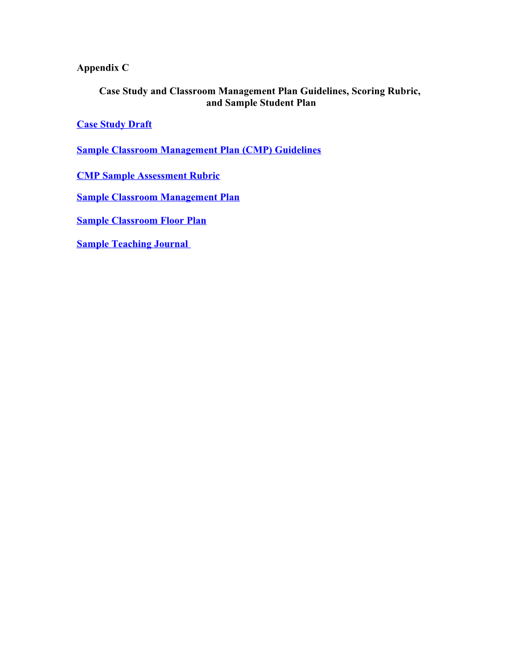 Case Study and Classroom Management Plan Guidelines, Scoring Rubric