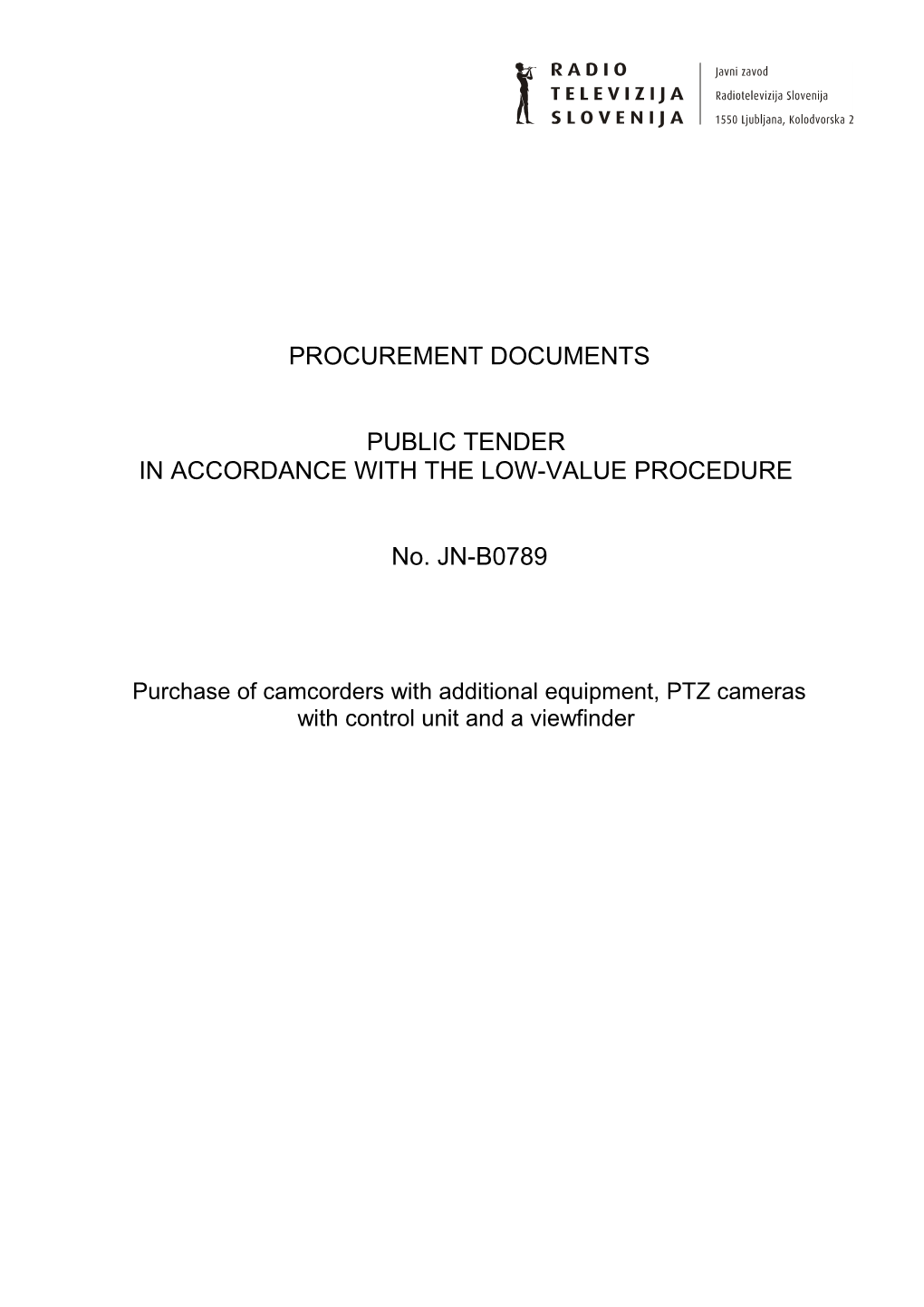 Procurement Documents JN-B0789