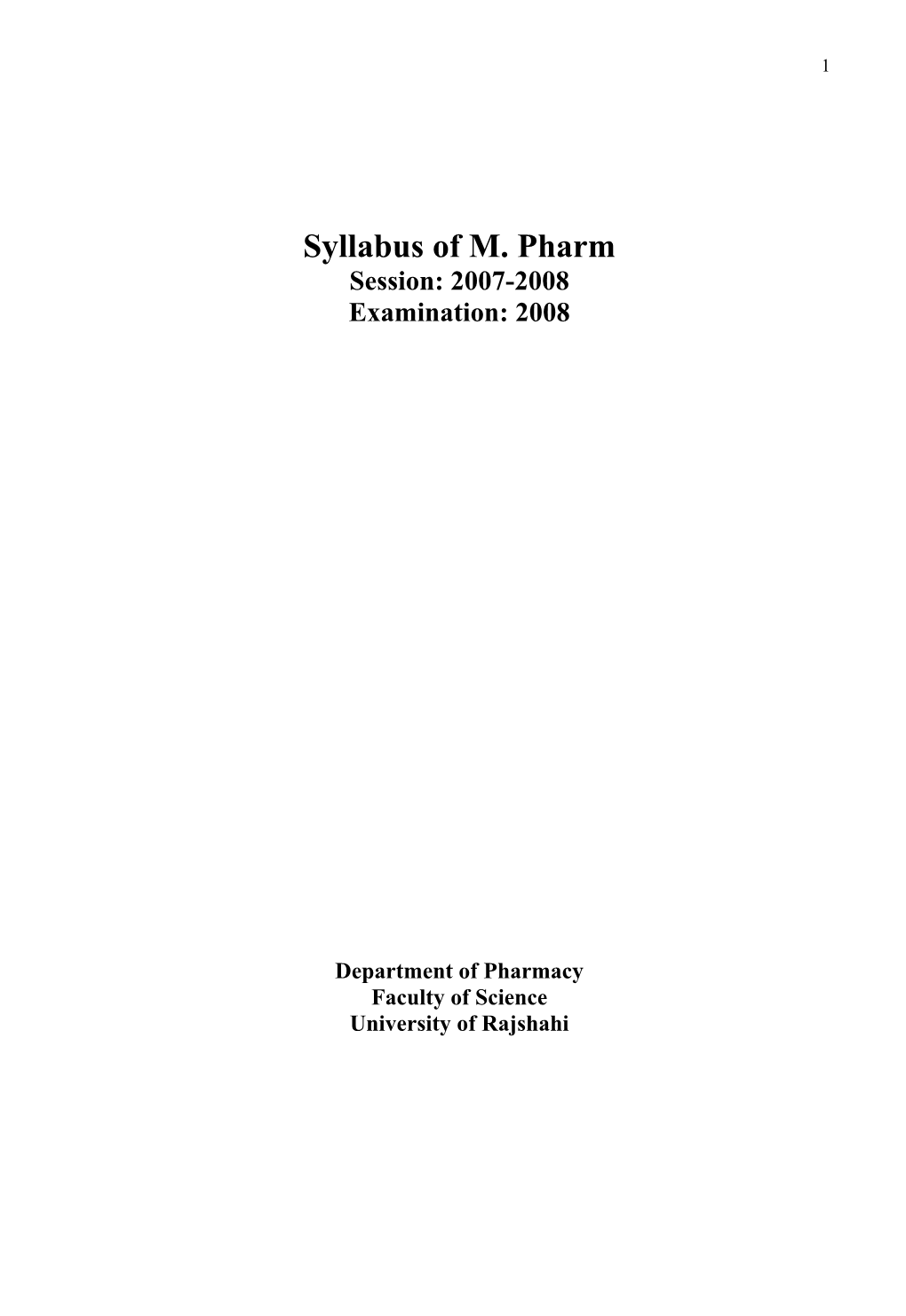 Syllabus of M. Pharm