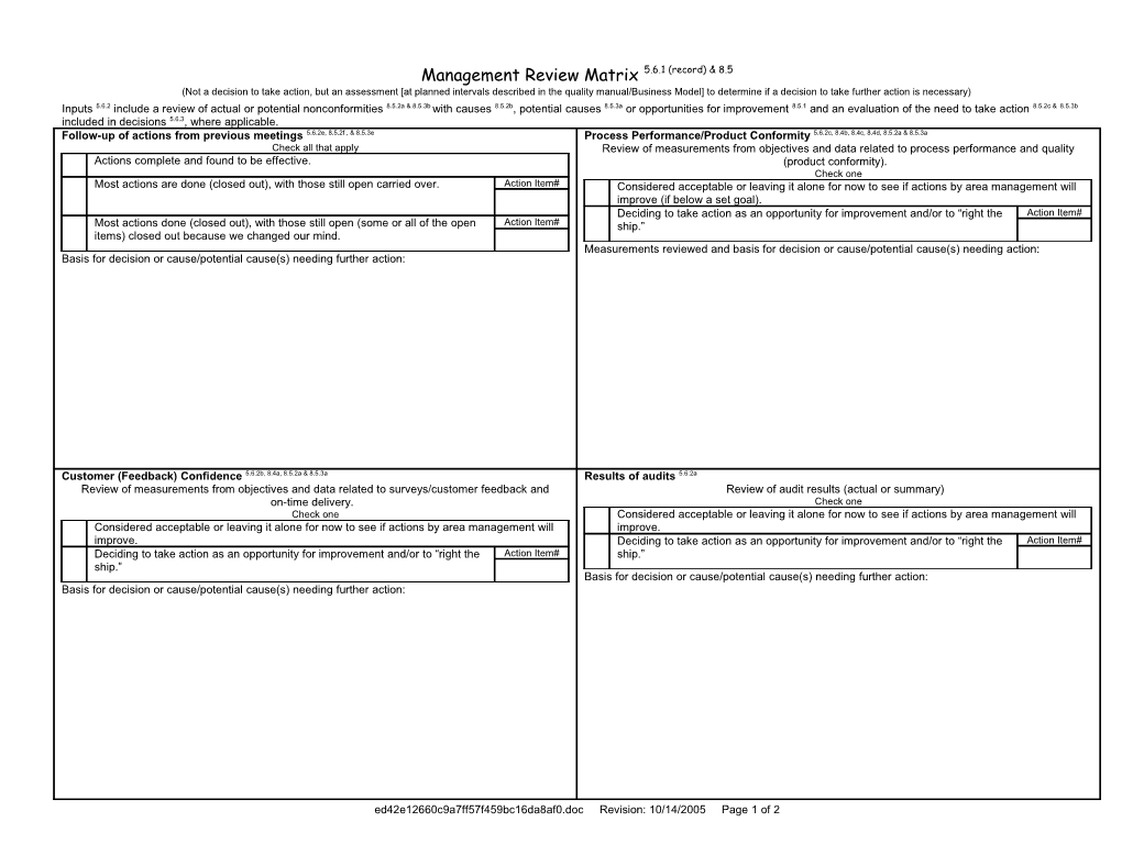 Management Reviewmatrix5.6.1 (Record) & 8.5