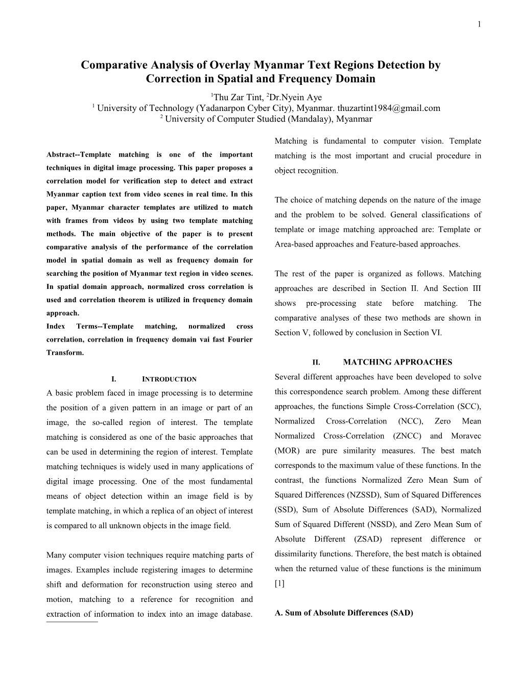 Comparative Analysis of Overlay Myanmar Text Regions Detection by Correction in Spatial