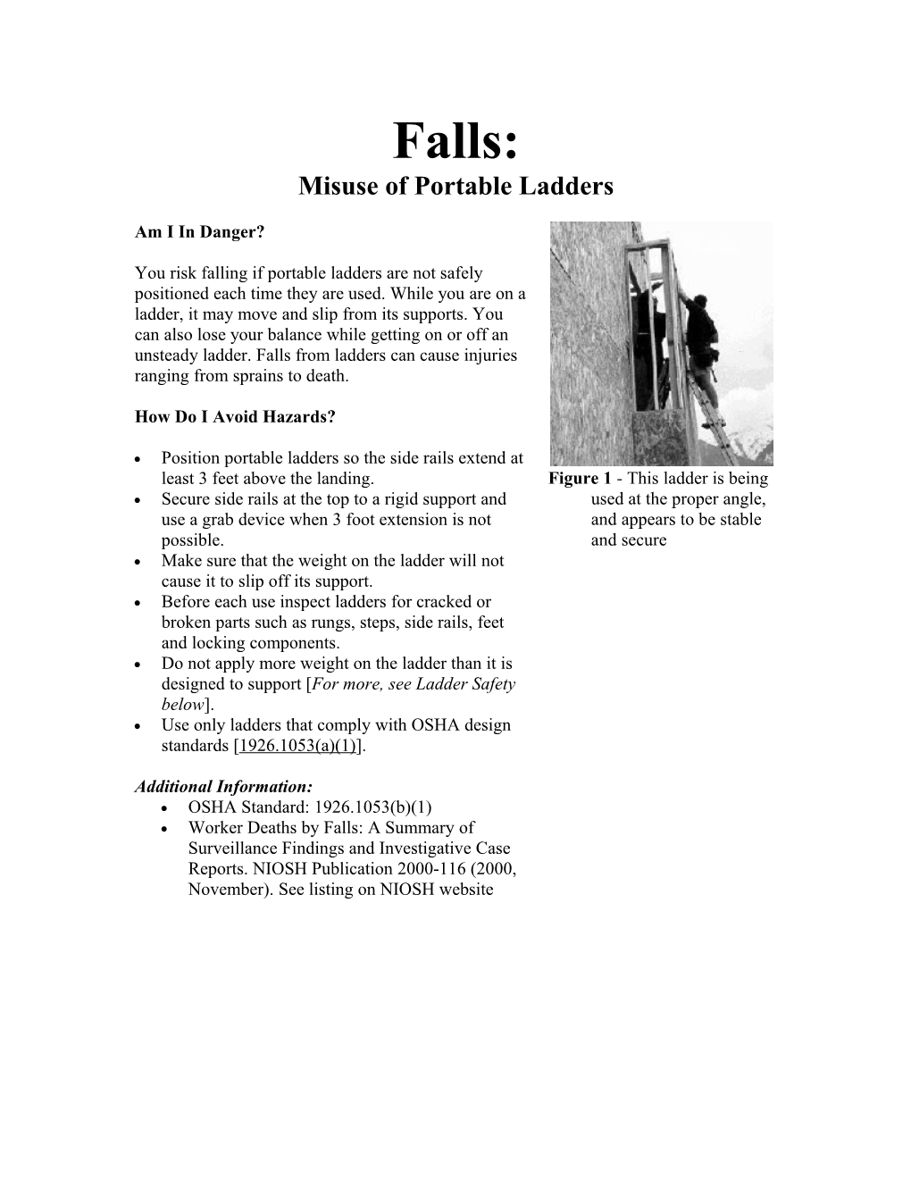 Falls: Misuse of Portable Ladders