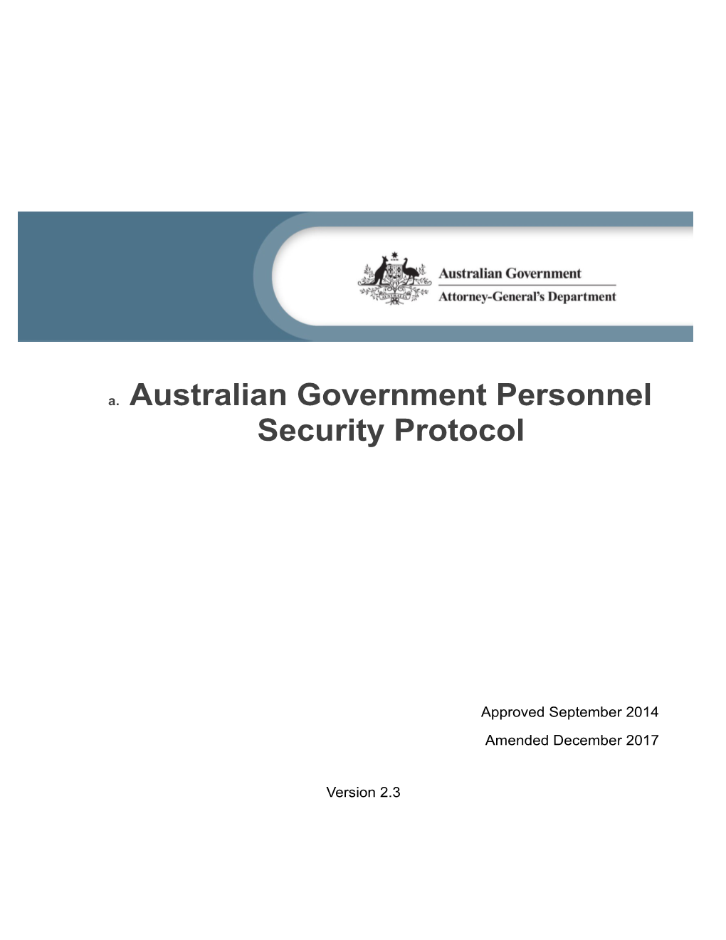 Australian Government Personnel Security Protocol