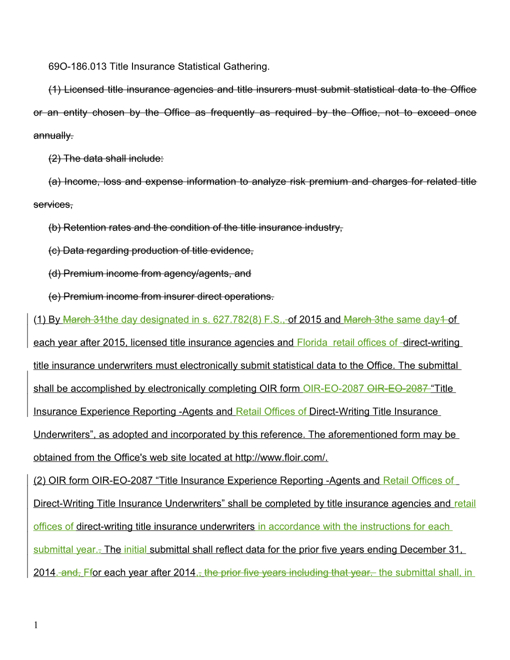 69O-186.013 Title Insurance Statistical Gathering