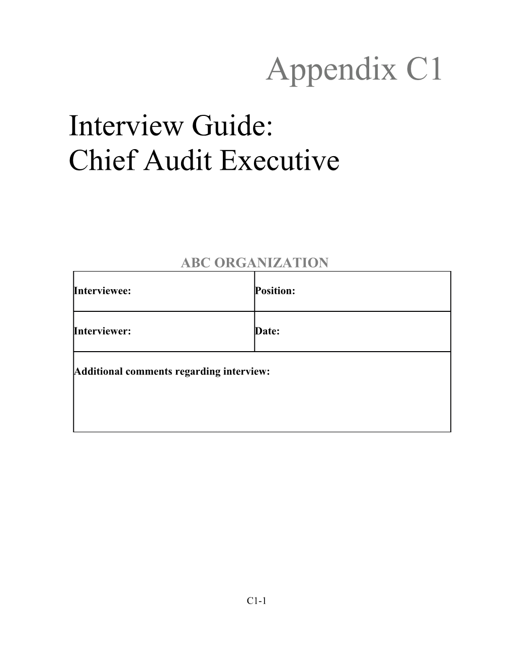 Appendix C1:Interview Guide: Chief Audit Executive