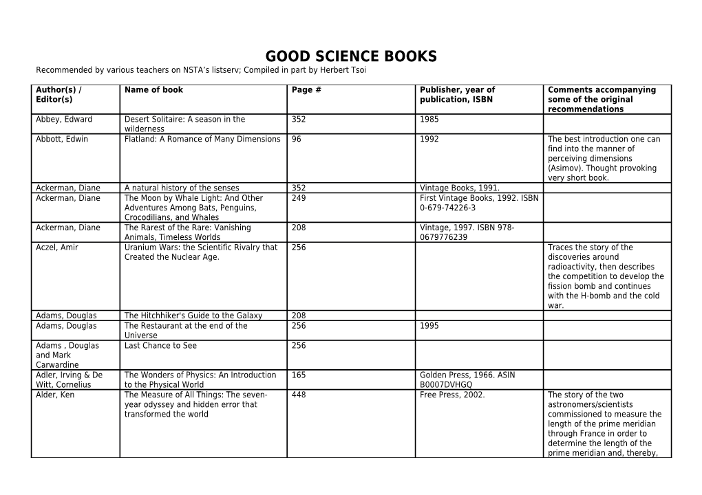 Good Science Books