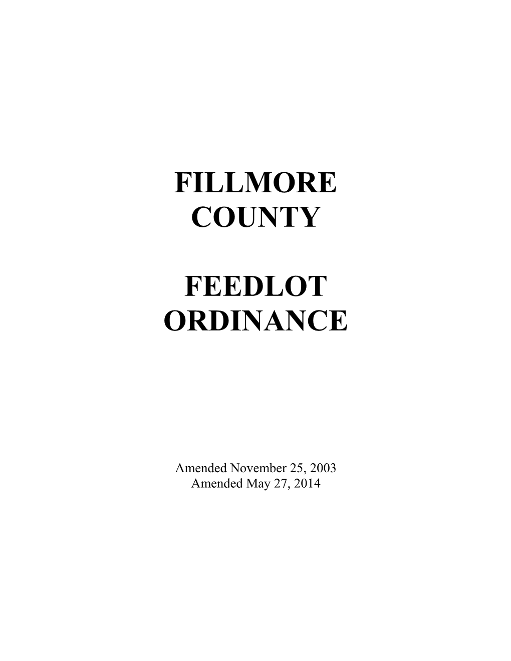 Fillmore County Feedlot Ordinance