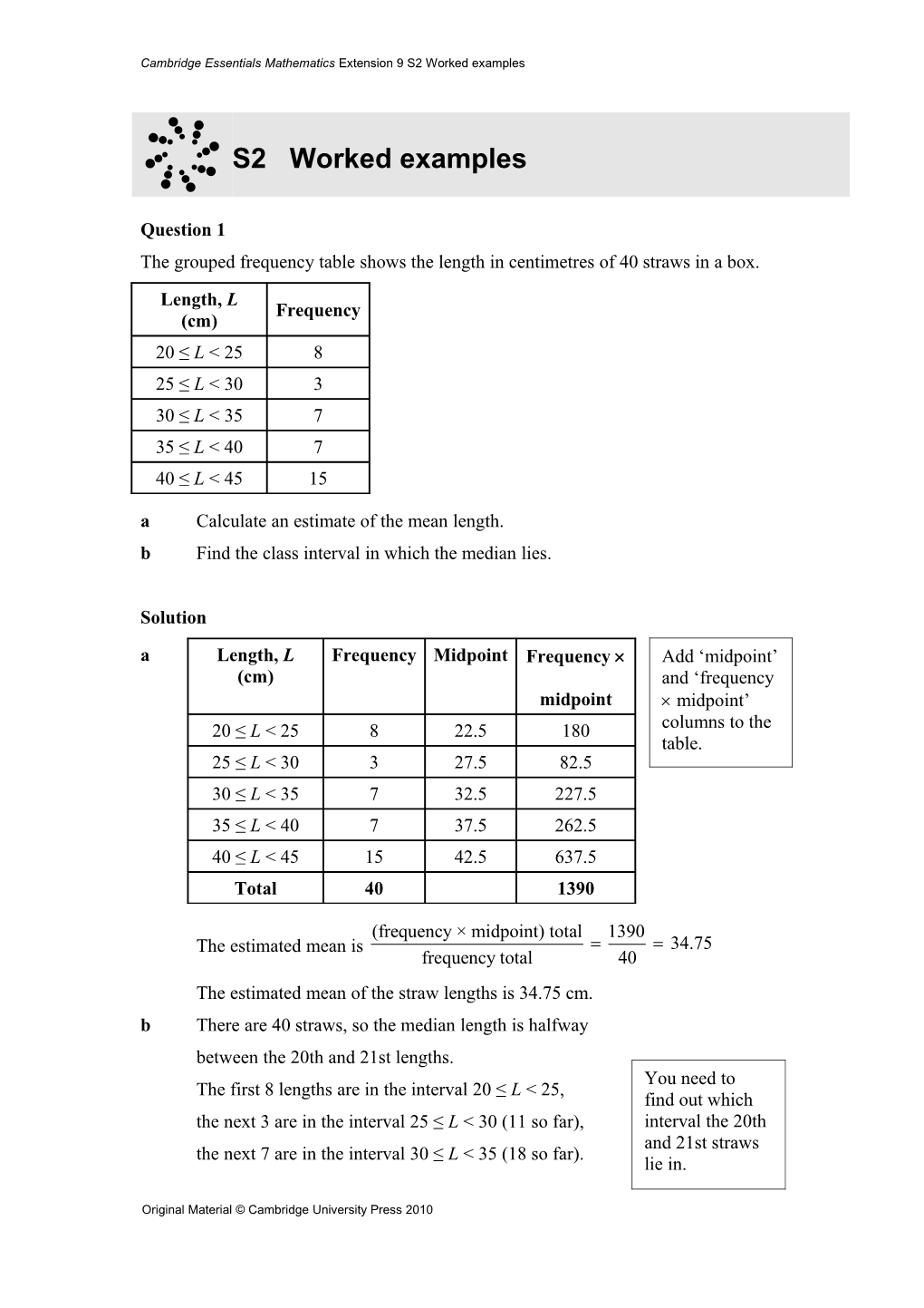 Cambridge Essentials Mathematics Extension9s2 Worked Examples