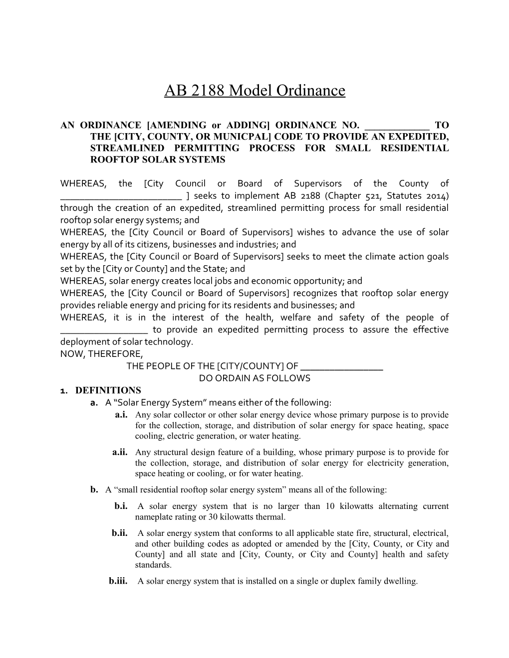 AB 2188 Model Ordinance