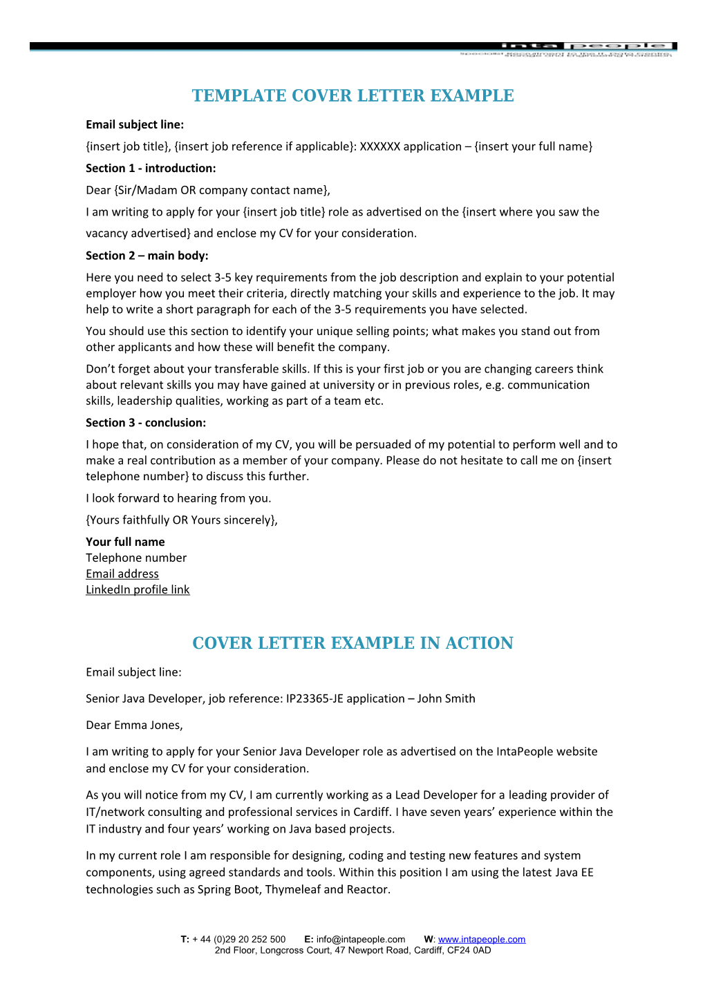 Template Cover Letter Example
