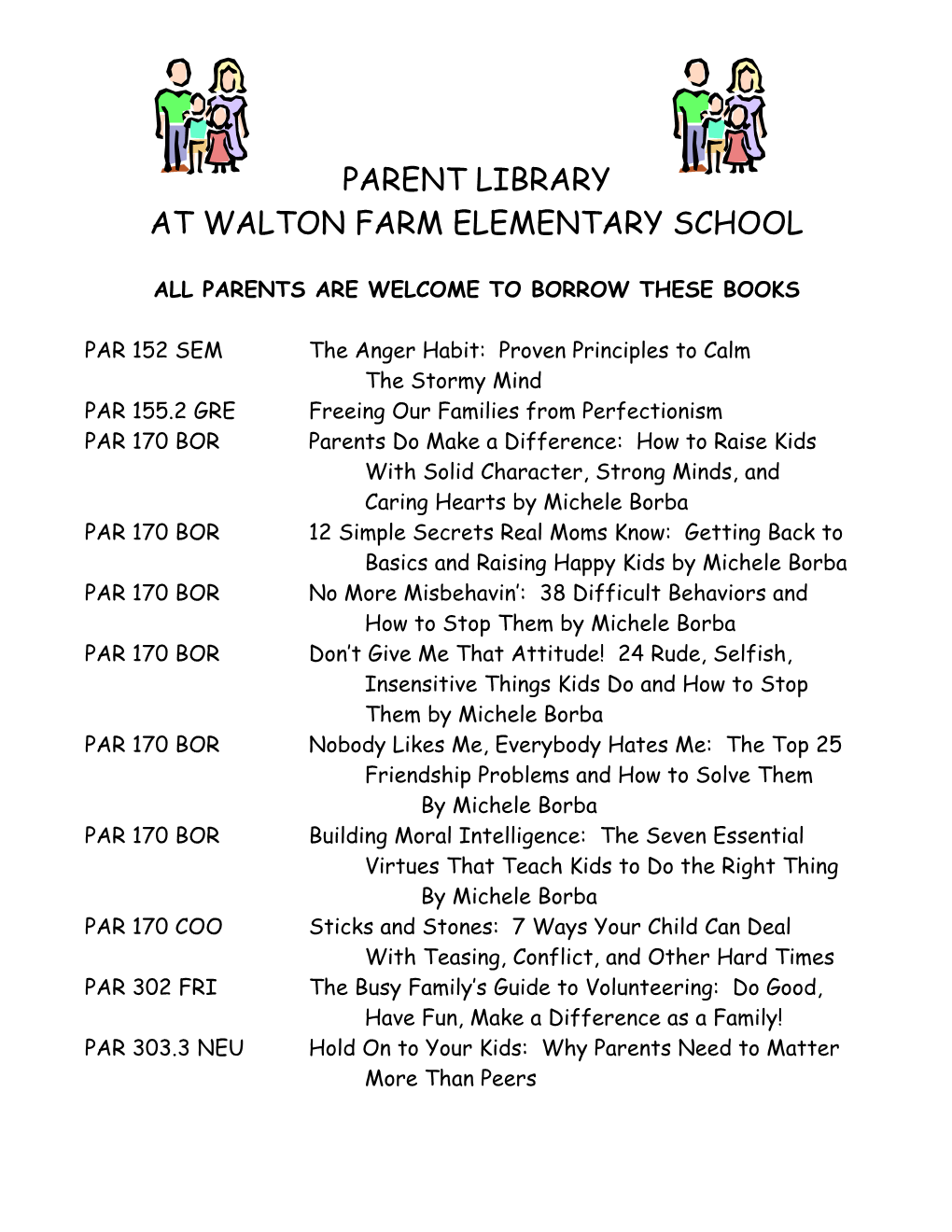 All Parents Are Welcome to Borrow These Books