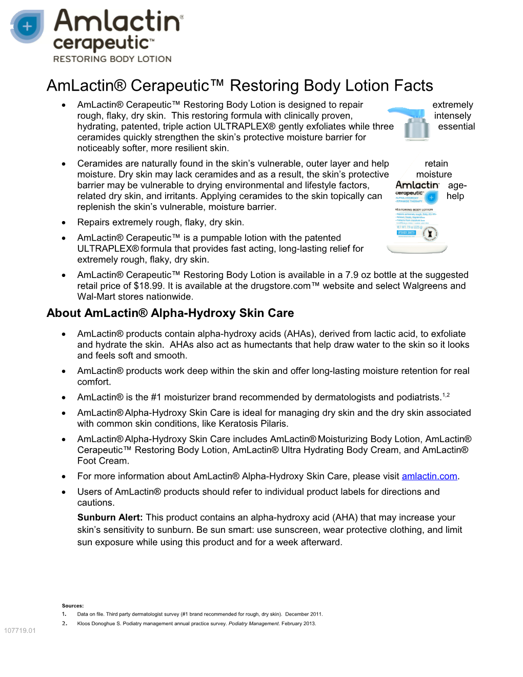 Amlactin Cerapeutic Restoring Body Lotion Facts