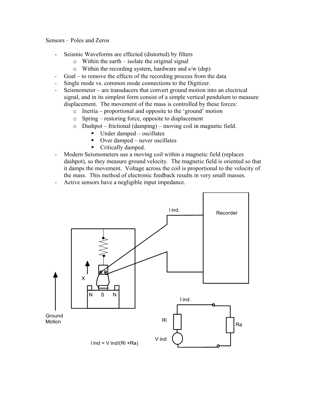 Sensors Poles and Zeros