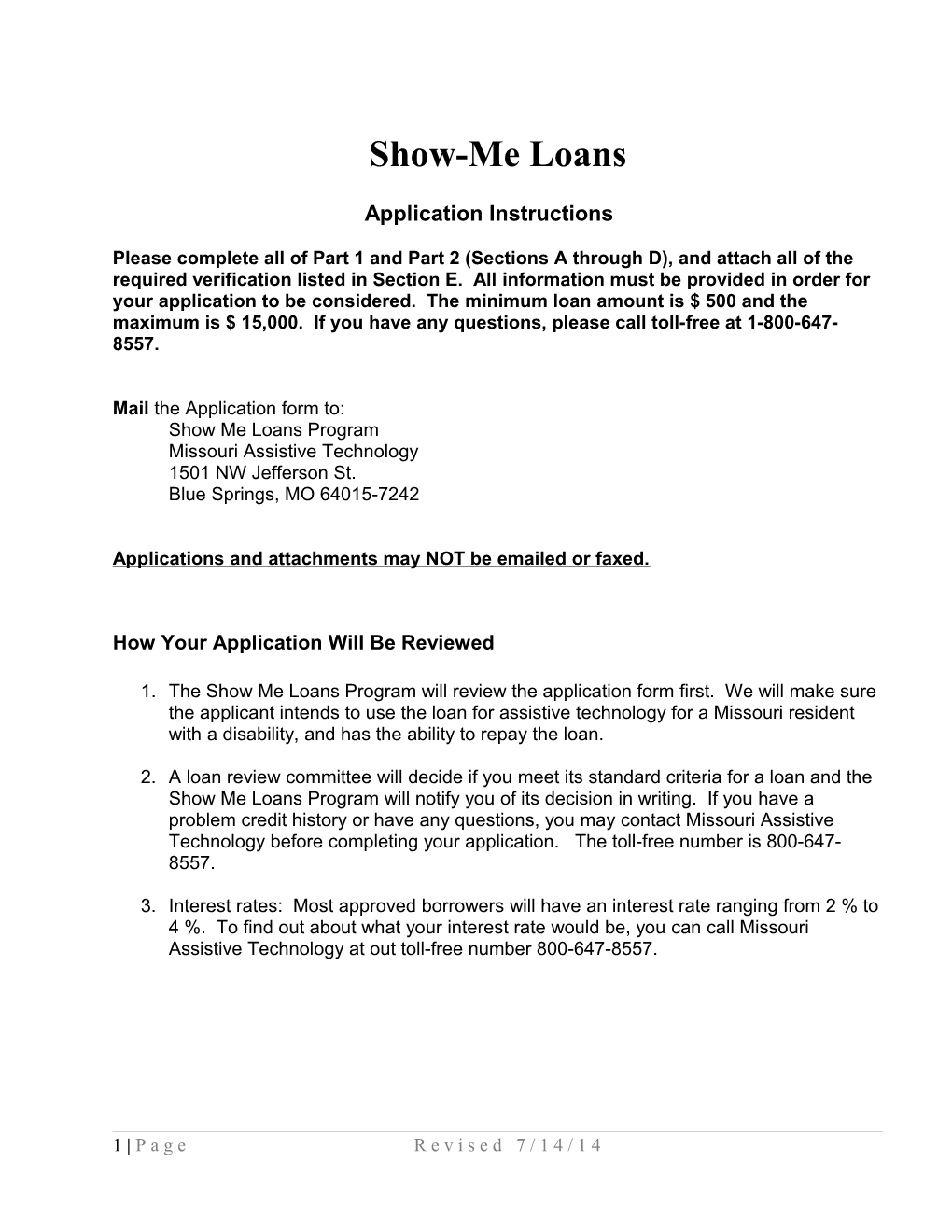 Show-Me Loans