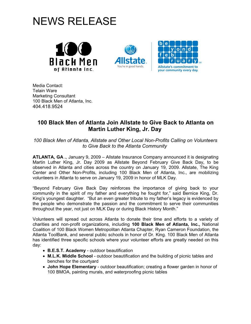 100 Black Men of Atlanta Join Allstate to Give Back to Atlanta On