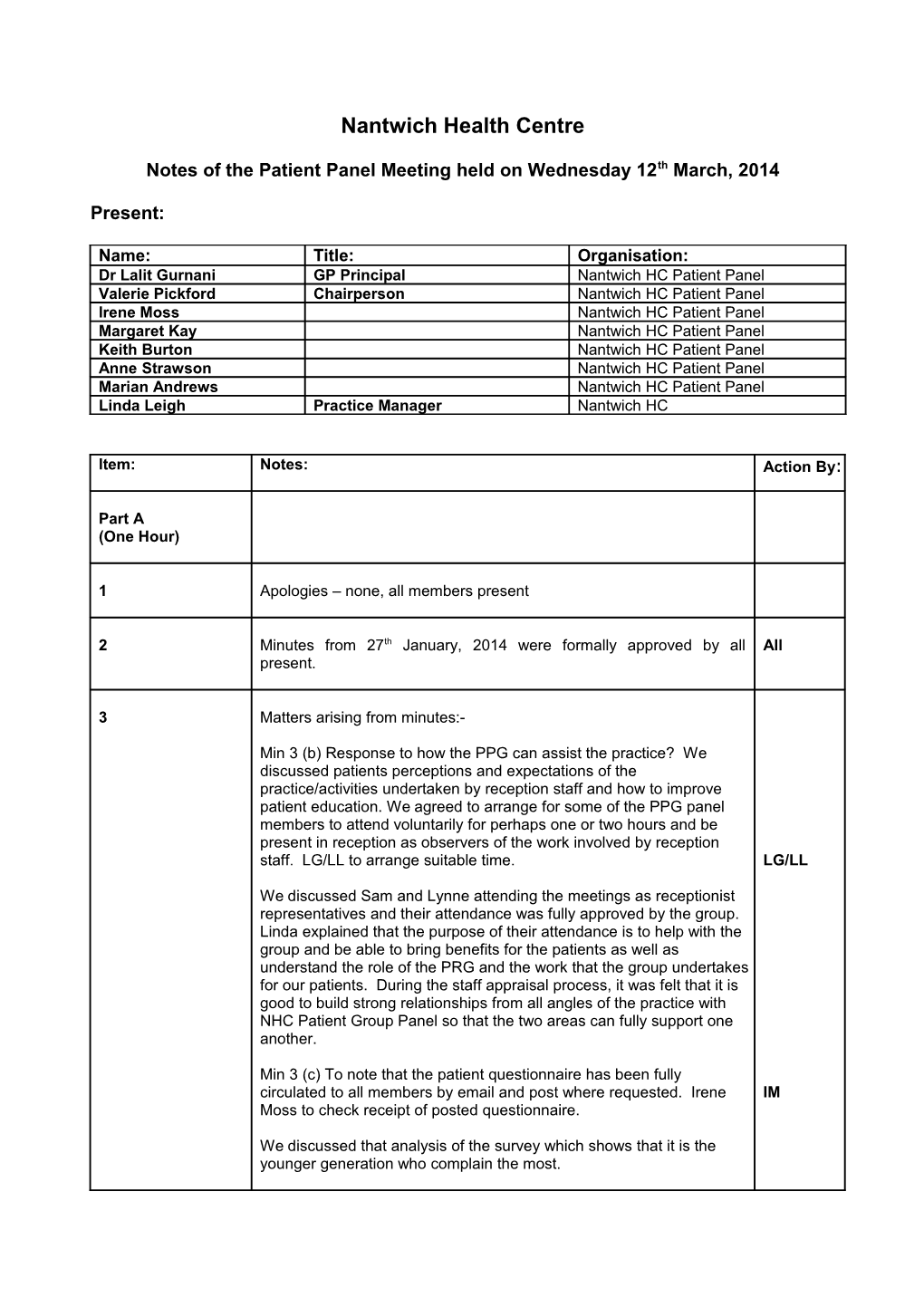 ICT Minutes Template