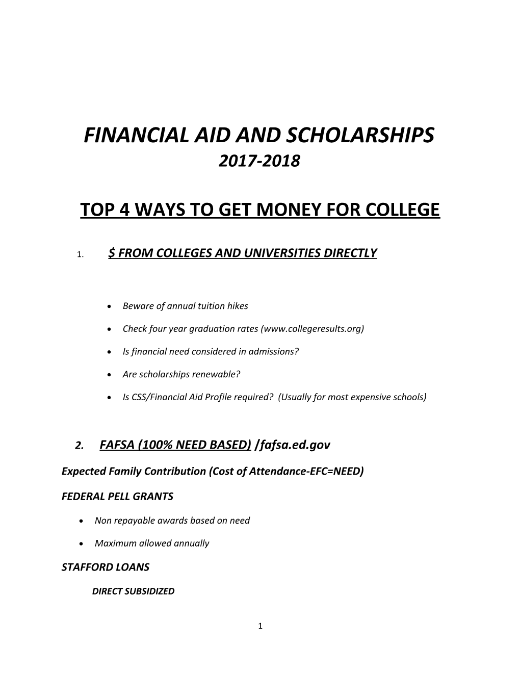 Financial Aid and Scholarships