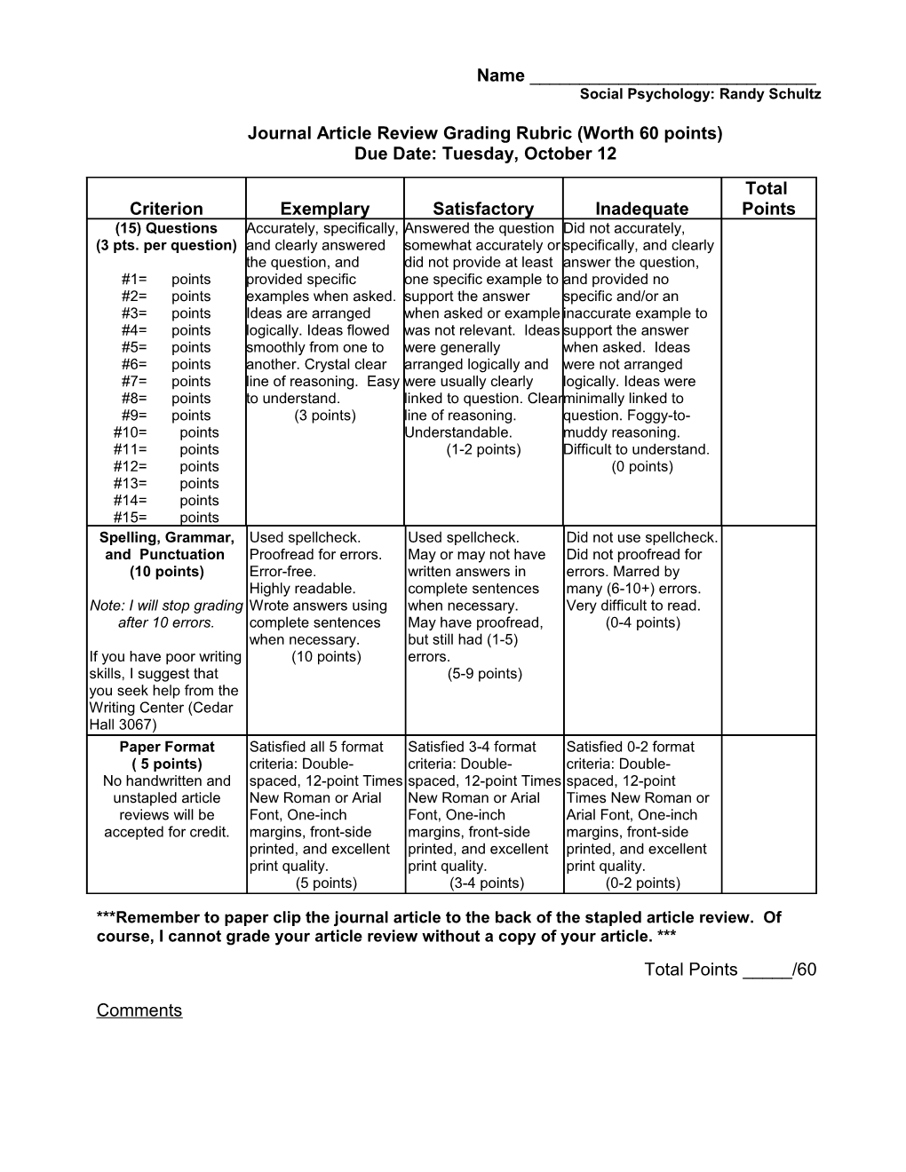 Developmental Psychology Genogram Summary Paper Rubric