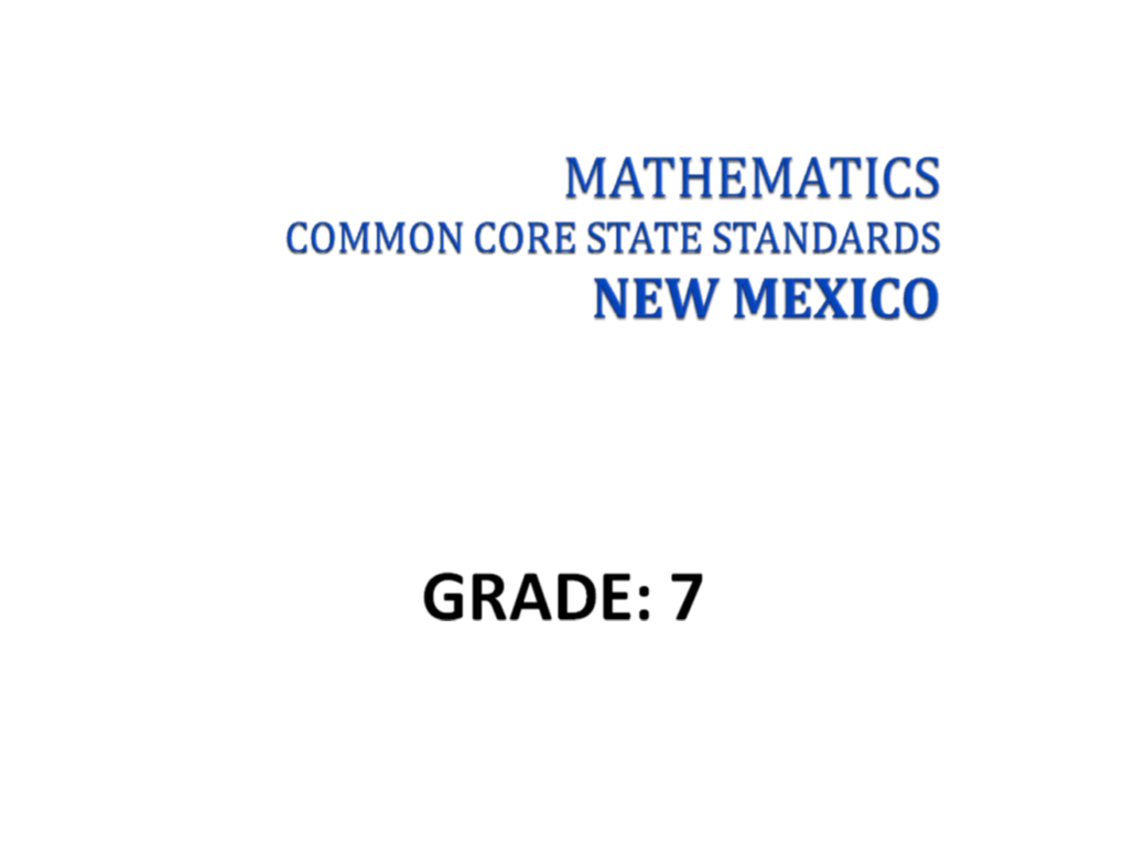 Mathematics Standards Grade 7