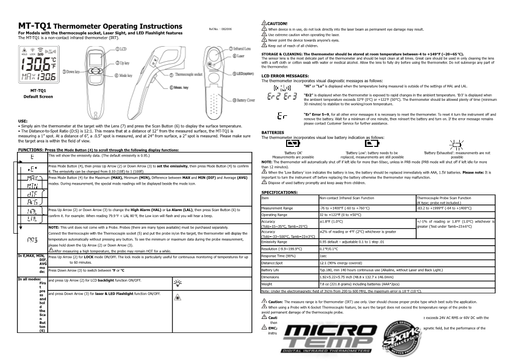 MT-Tq1thermometer Operating Instructions
