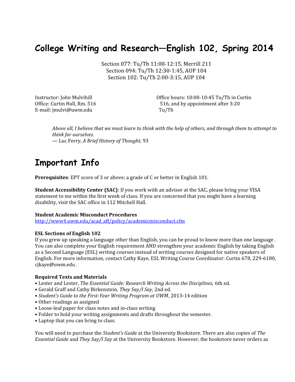 English 102: College Writing and Research