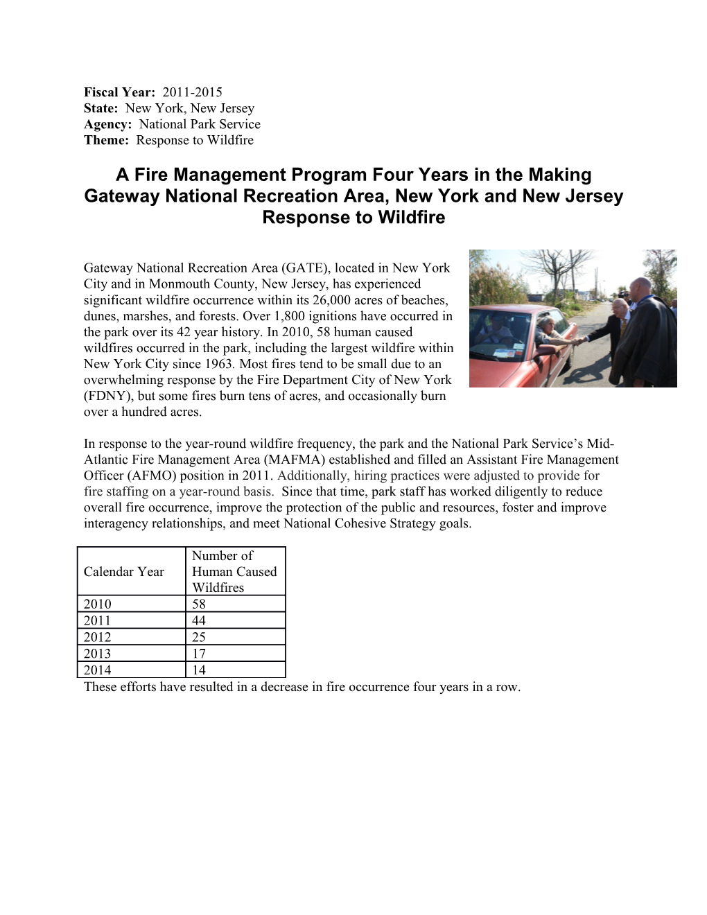 A Fire Management Program Four Years in the Making