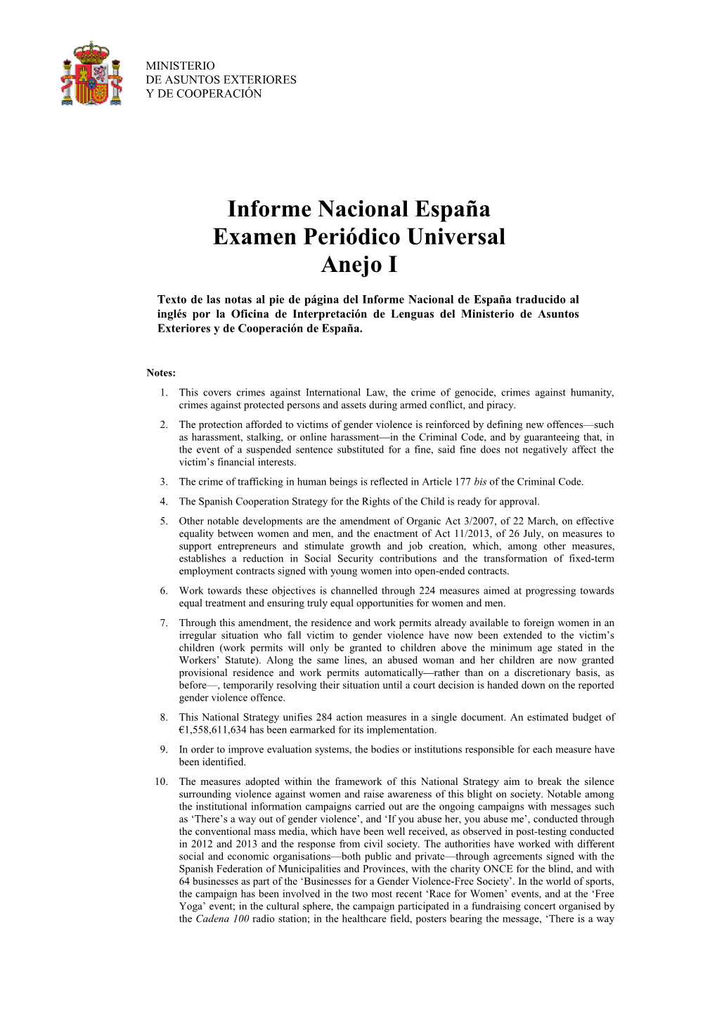 Informe Nacional España