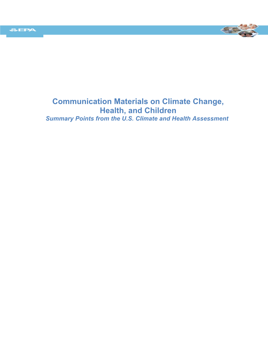 Communication Materials on Climate Change, Health, and Children