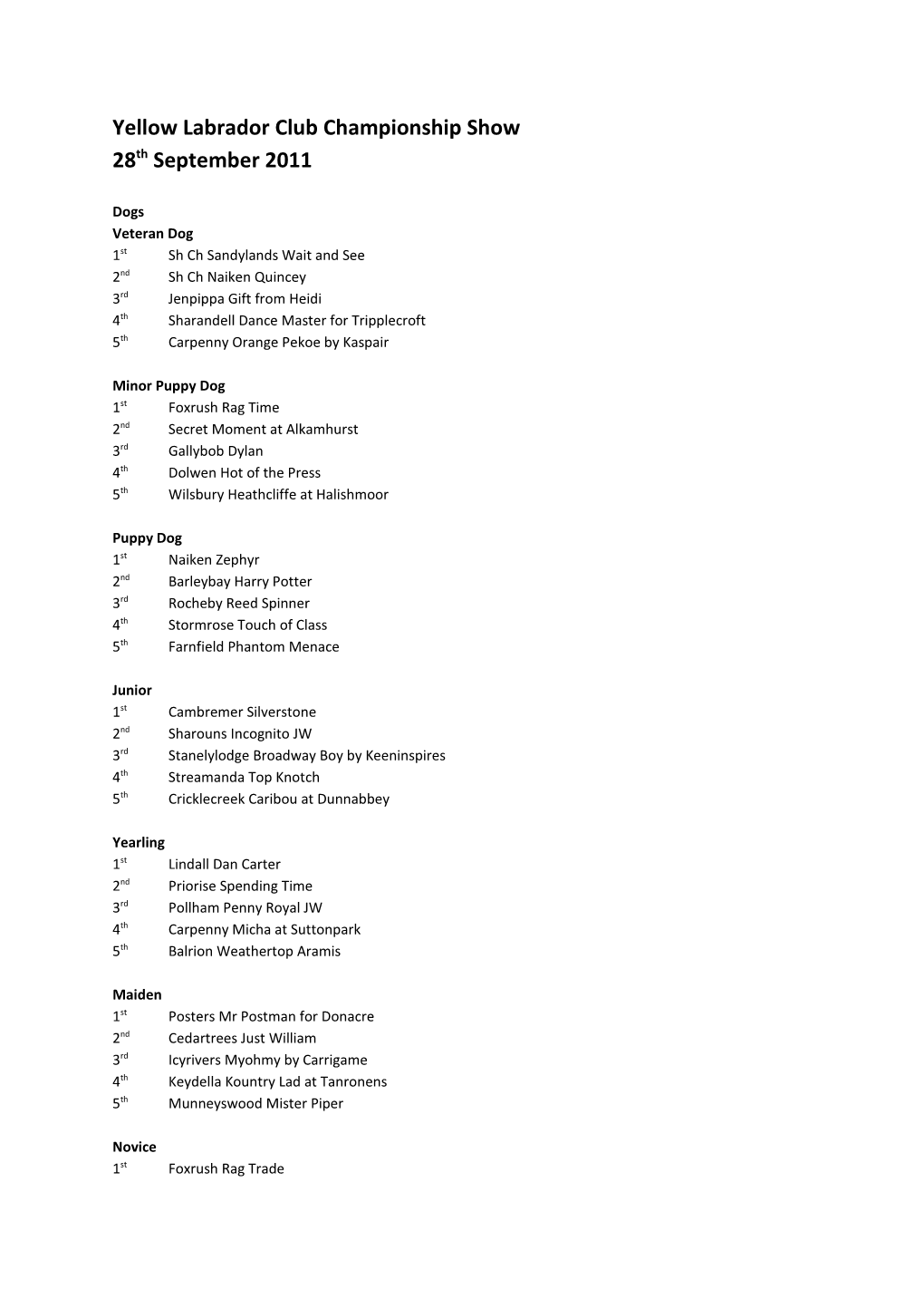 Yellow Labrador Club Championship Show