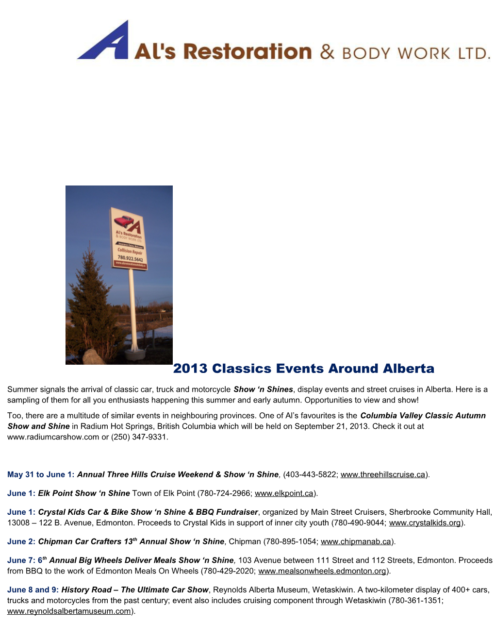 2013 Classics Events Around Alberta