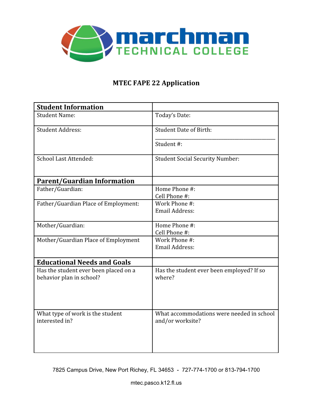 MTEC FAPE 22 Application