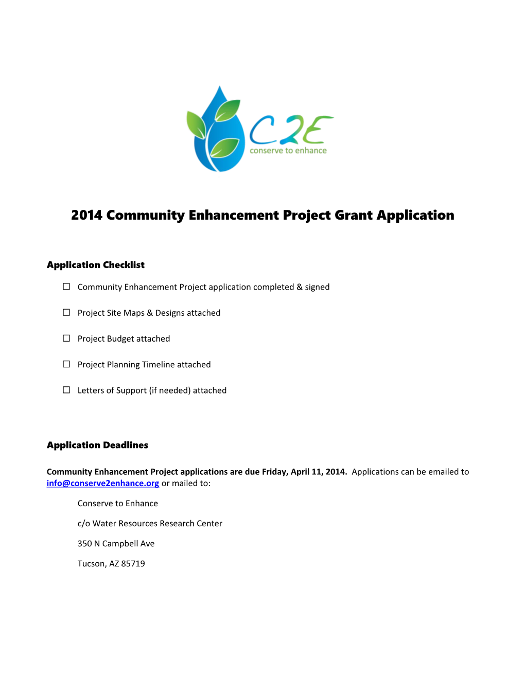 Conserve to Enhance Application Form