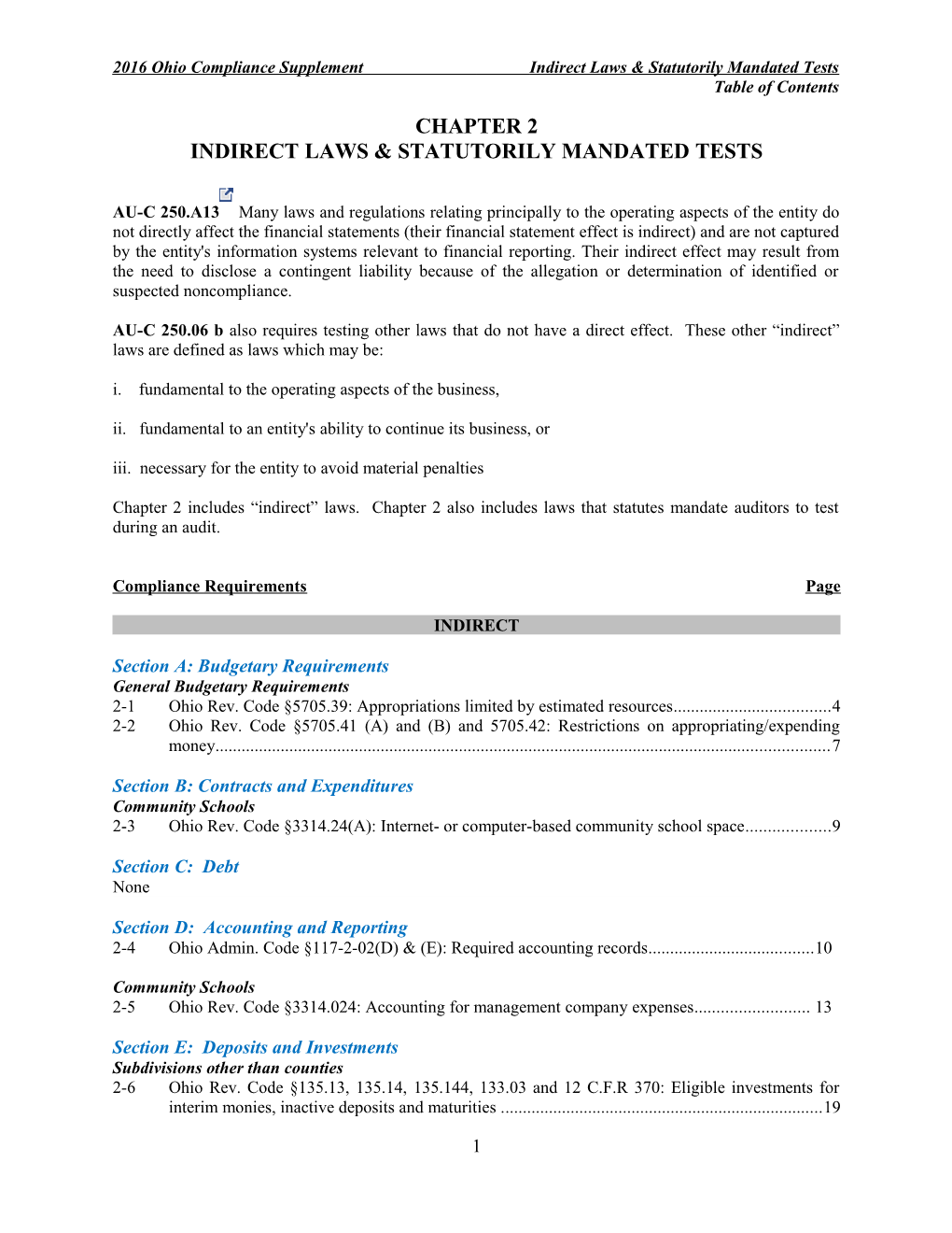 2016 Ohio Compliance Supplementindirect Laws & Statutorily Mandated Tests